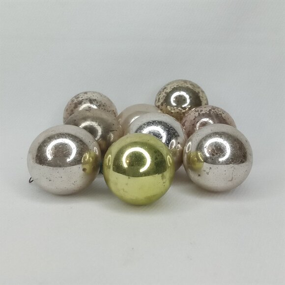 MCM Christmas Ornament Set Of 9 Feather Tree Glass Round Shiny Brite 1950s - Picture 3 of 7